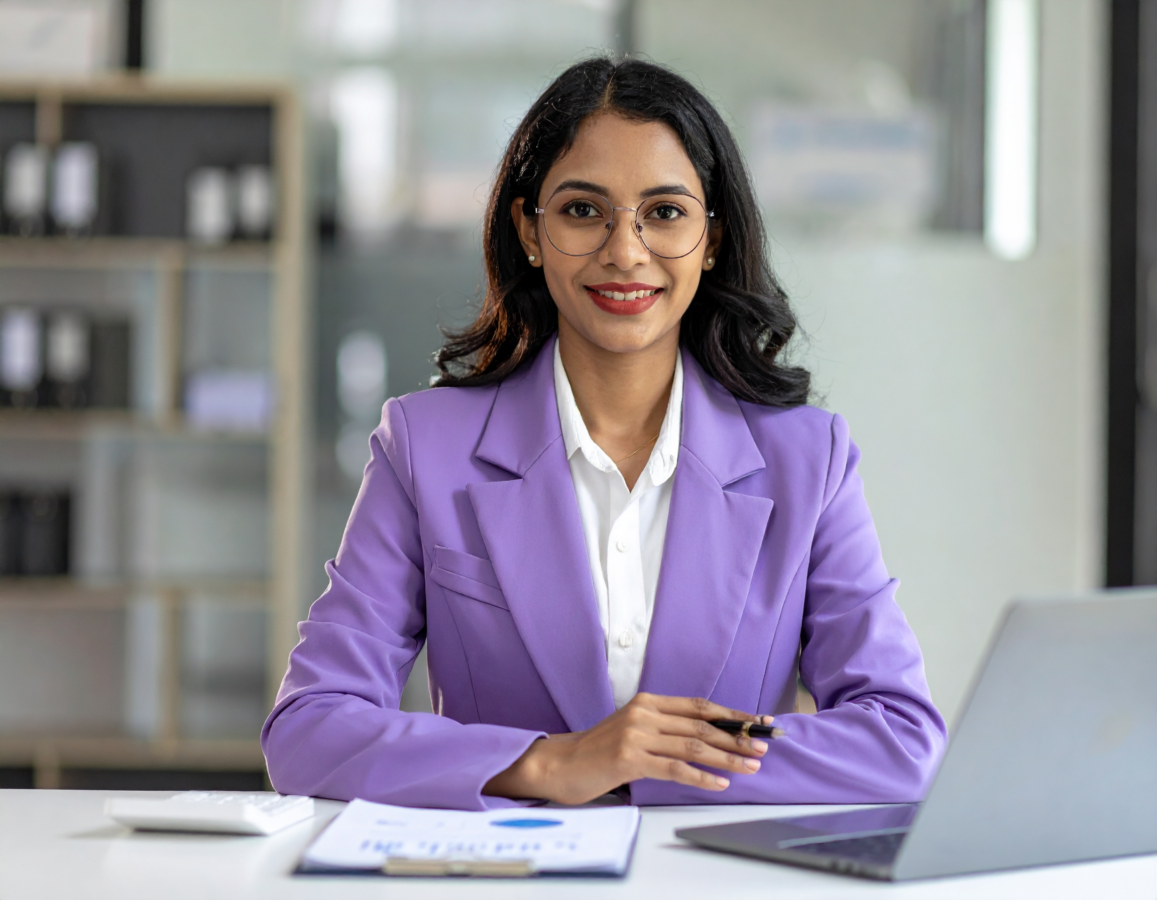 A professional working at a desk in an office.