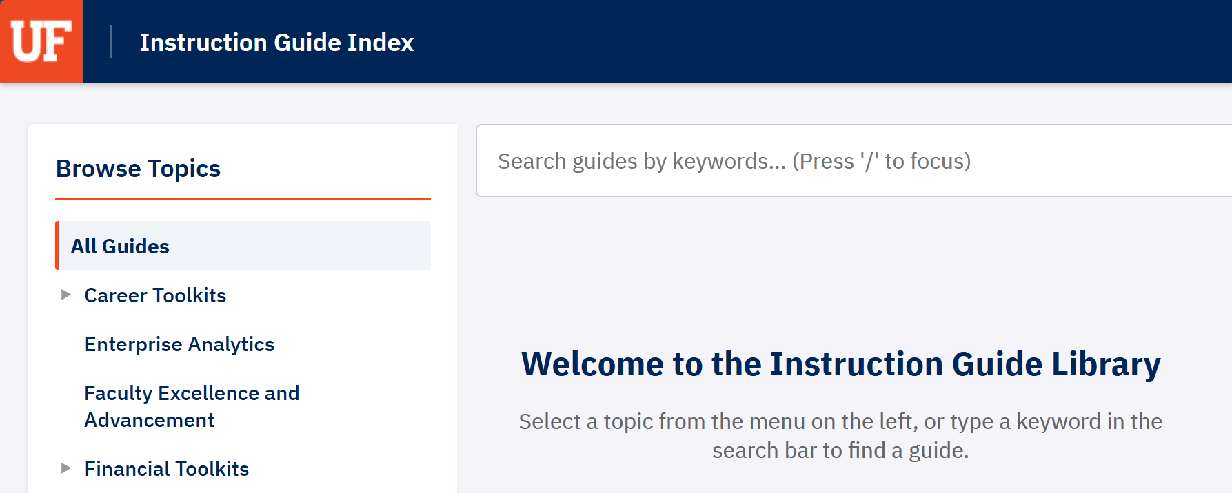 Title slide: UFHR Toolkit Document Search — find the right instruction guide in seconds.